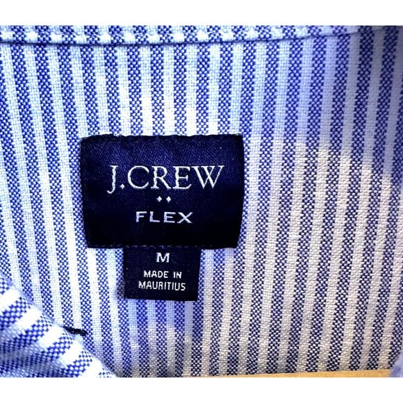 J Crew  Short Sleeve Blue‎ Striped Whale Embroidered Button Down Shirt Size Med - Picture 9 of 14